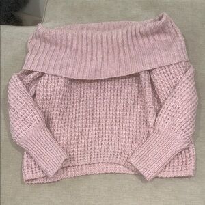 Express Pink Off-the-Shoulder Sweater Cozy Knit